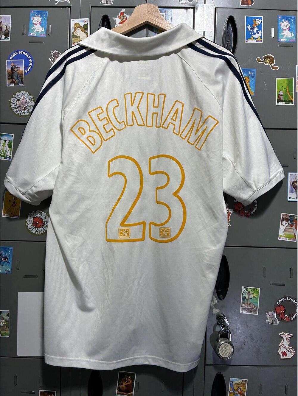 vintage David Beckham LA Galaxy MLS soccer jersey L 24x29